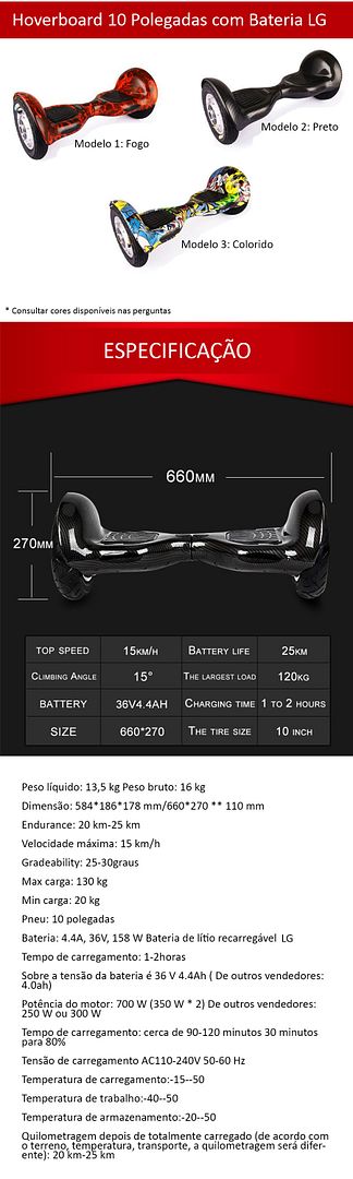 smart balance hoverboard 10 polegadas