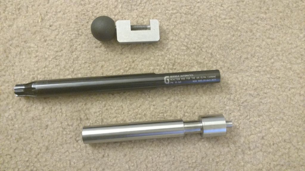 Reaction rod, lapping tool, roll pin pusher