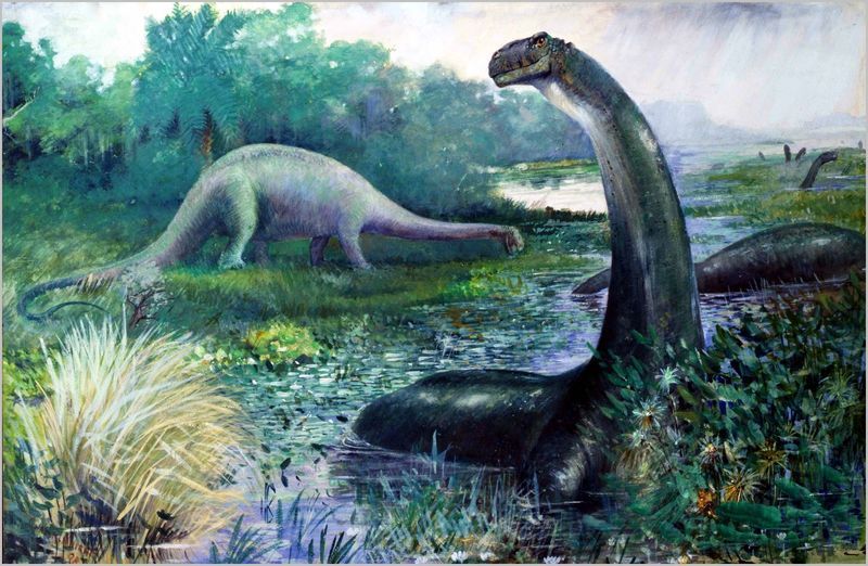  photo AMHN postcard Brontosaurus in swamp_zpstwe7bolw.jpg