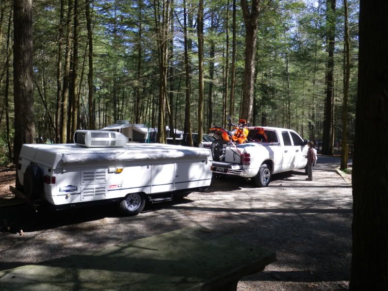 Towing Popup Camper with tailgate down Adventure Rider