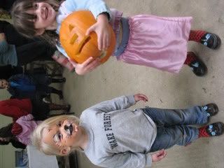 The girls and our happy/scary pumpkin