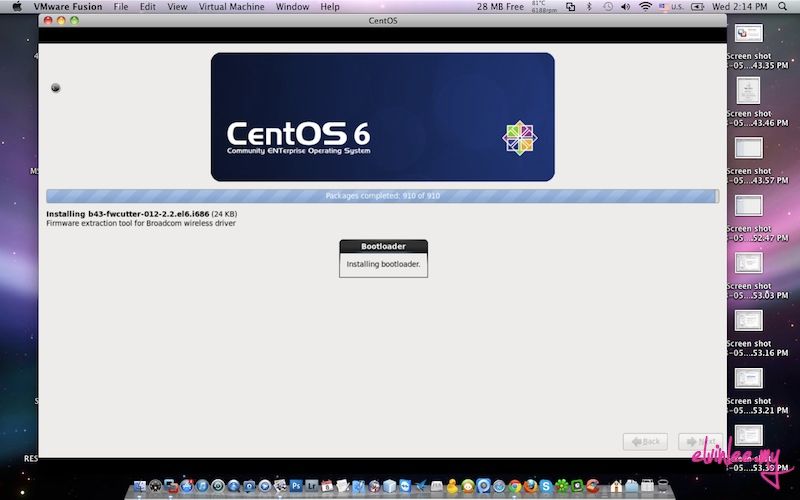 Install CentOS 6.4 in VMware Fusion 5 on Mac OS X 10.6.8 Process 4