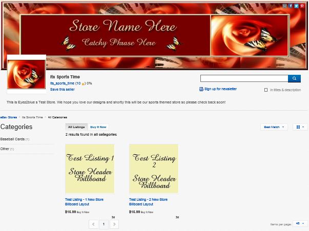 Red Rose Butterfly Ebay Store Front Header Package New Billboard Design Ebay Free Ebay Billboard Template