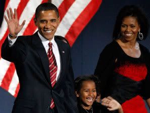 President-elect Barack Obama and his family on election night