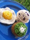 100% HC$ auction Kiwi Half, Fried Egg, and Blueberry Muffin Wool Play Food