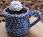 Cotton Play Food (Playfood) -- Espresso Con Panna / Hot Cocoa in Cornflower Blue
