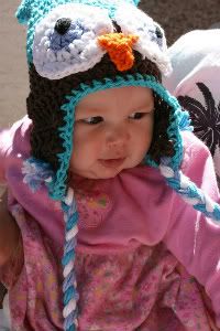 Newborn-6months Teal Owl Cotton Earflap Novelty Hat -- Photography Prop