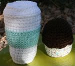 Cotton Play Food--Barista Cup in Fun Spring Colorway and a Chocolate Frosted Confetti Cupcake with R