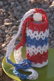 Naturally Practical -- Cotton Water Bottle Carrier in Red White and Blue