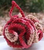 Cotton Bath Shower Puff :) Perfect for Holiday Gifting in Pomegranate Crisp Colorway
