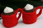 Wool Play Food -- 2 Little Mugs of Espresso Con Panna / Hot Cocoa with Whipped Cream