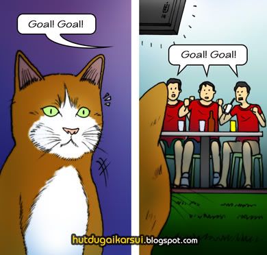 Singapore Web Comics by Daniel Wang - Cat - Goal - Football