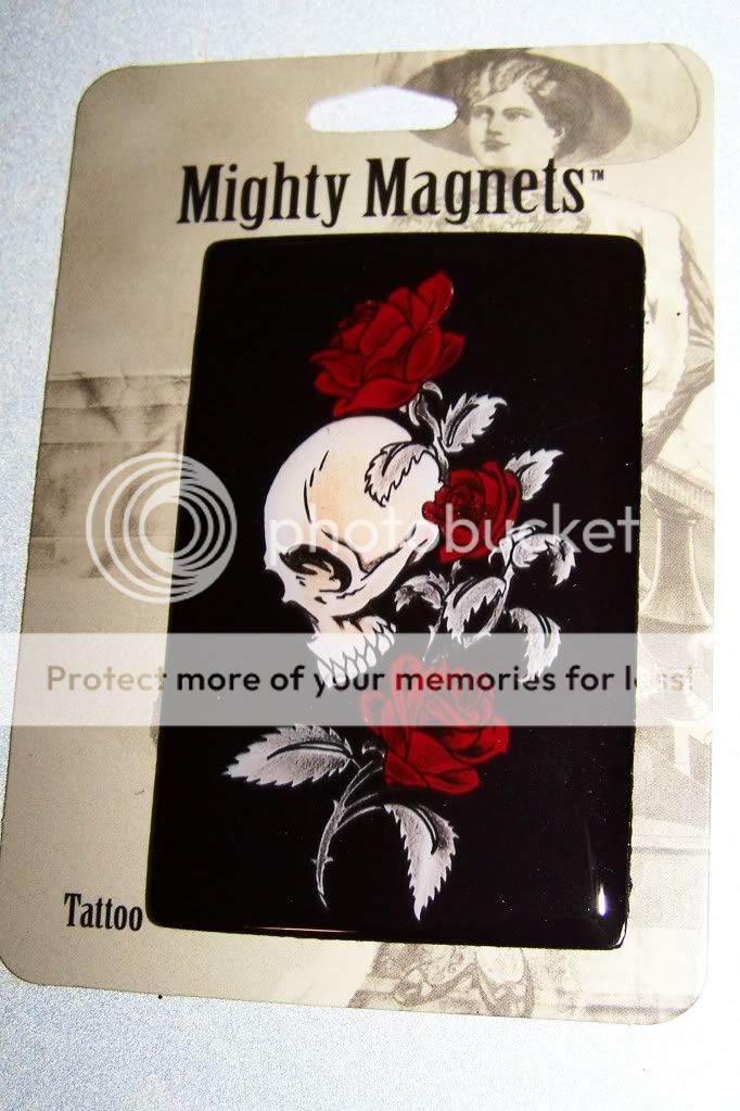 Day of Dead Skull Rose Tattoo Magnet Frig Dia de los Muertos Decor 