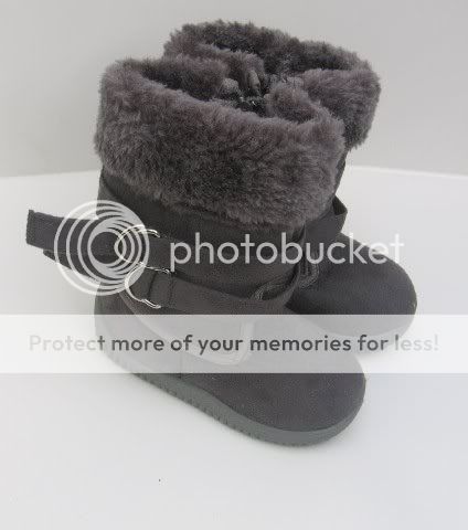 New Toddler Girls Winter Black Dark Gray Camel Fur Buckle Boots Shoes Sz 5 10