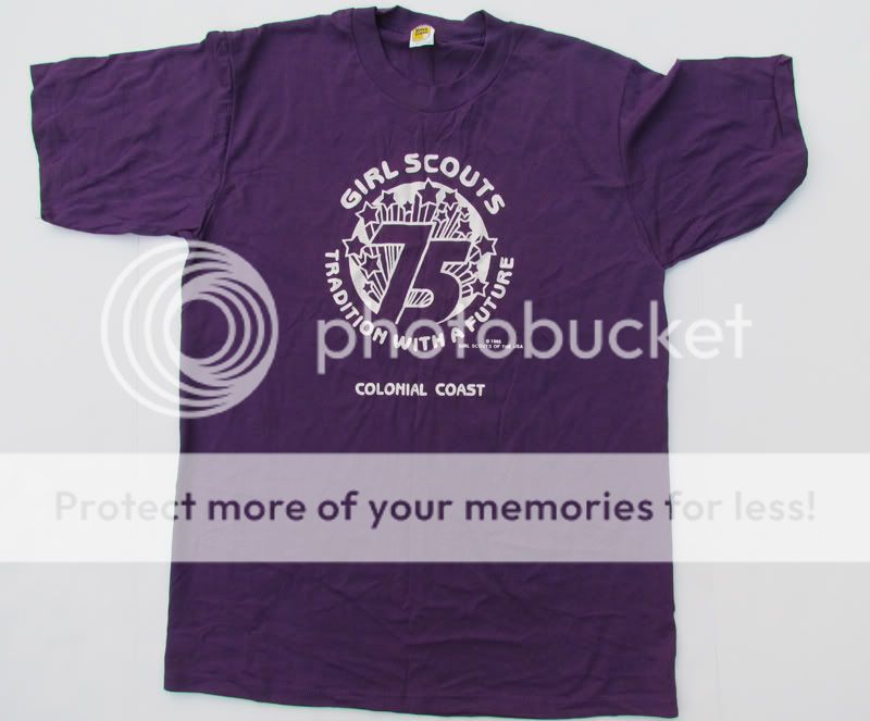 Vtg 80s GIRL SCOUTS T Shirt 75th Anniversary SIZE XL Purple 1986 Soft 