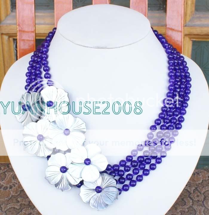 Set 6mm Amtheyst Shell Necklace & Bracelet  